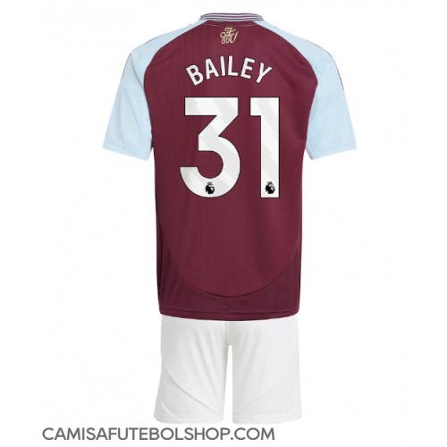 Camisa de time de futebol Aston Villa Leon Bailey #31 Replicas 1º Equipamento Infantil 2024-25 Manga Curta (+ Calças curtas)